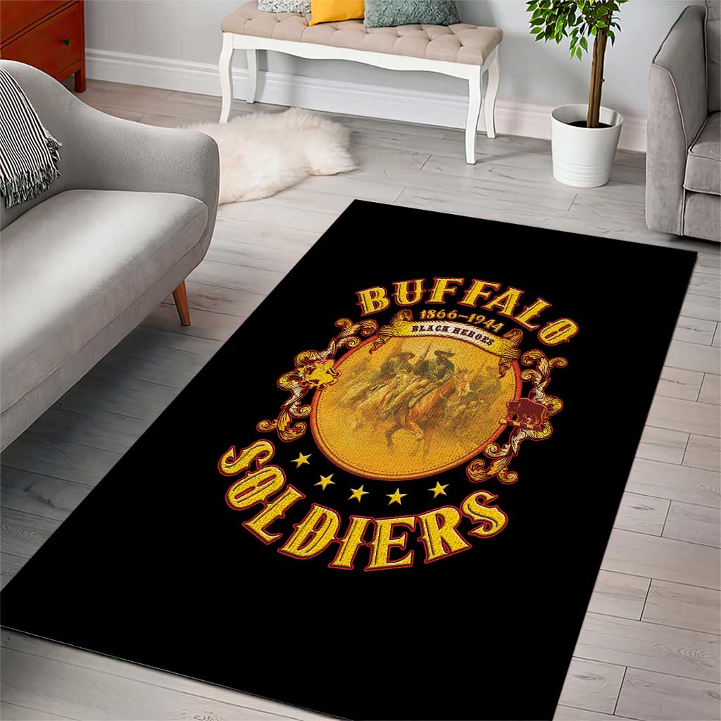 Honor Buffalo Soldiers Area Rug African American Cavalry Black Version - Wonder Print Shop