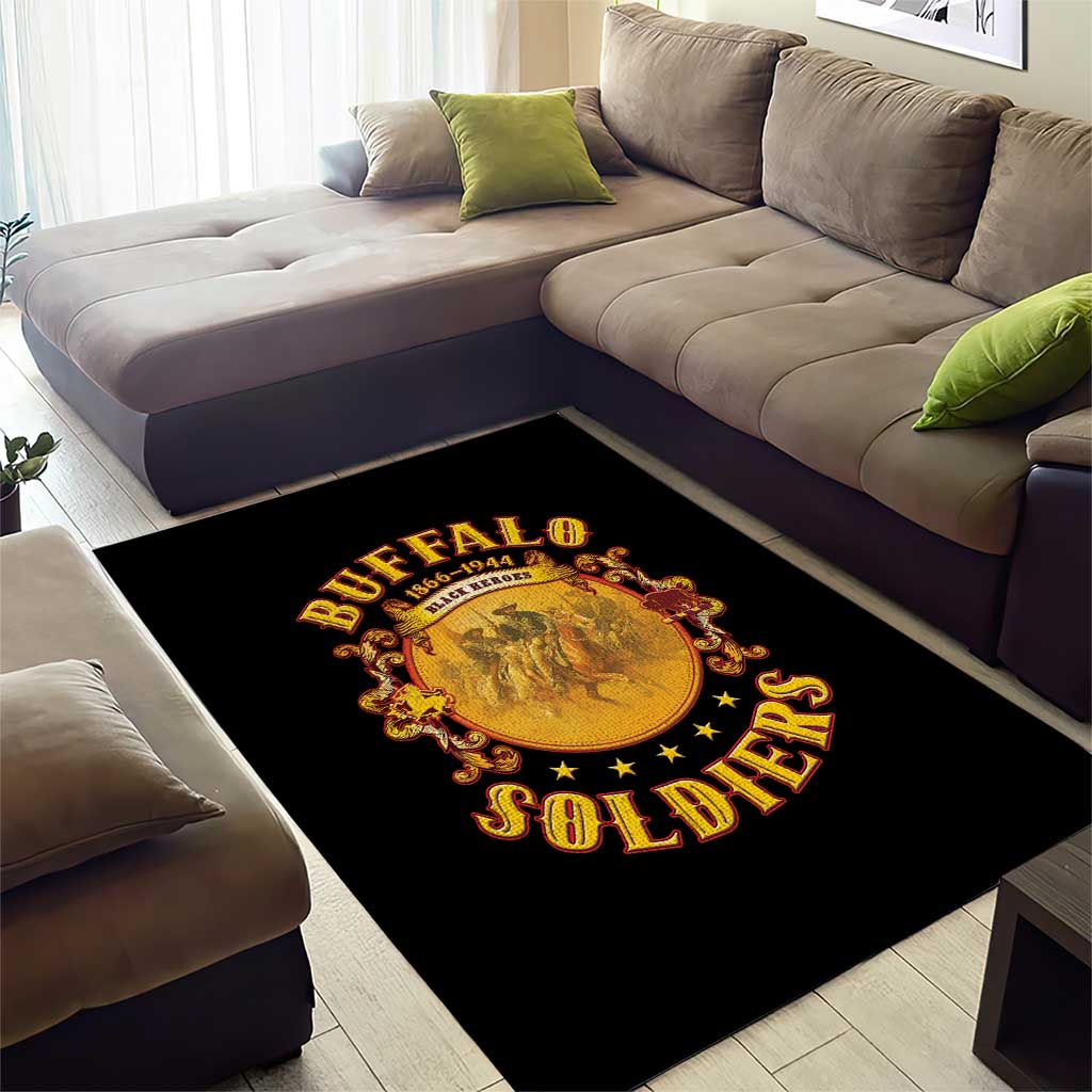 Honor Buffalo Soldiers Area Rug African American Cavalry Black Version - Wonder Print Shop