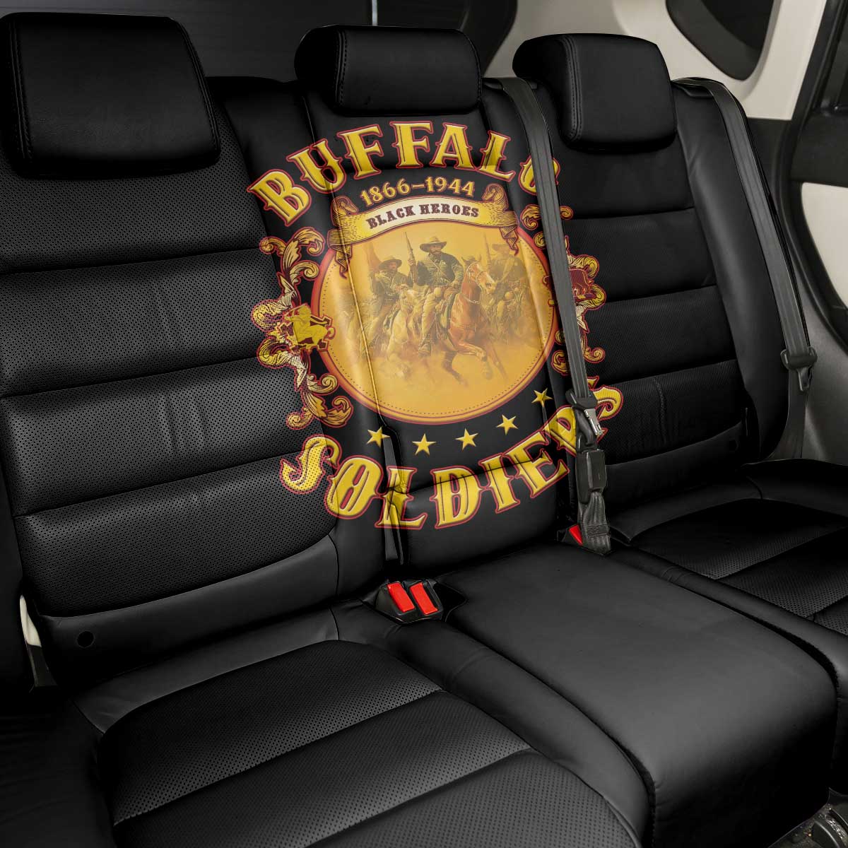 Honor Buffalo Soldiers Back Car Seat Cover African American Cavalry Black Version - Wonder Print Shop