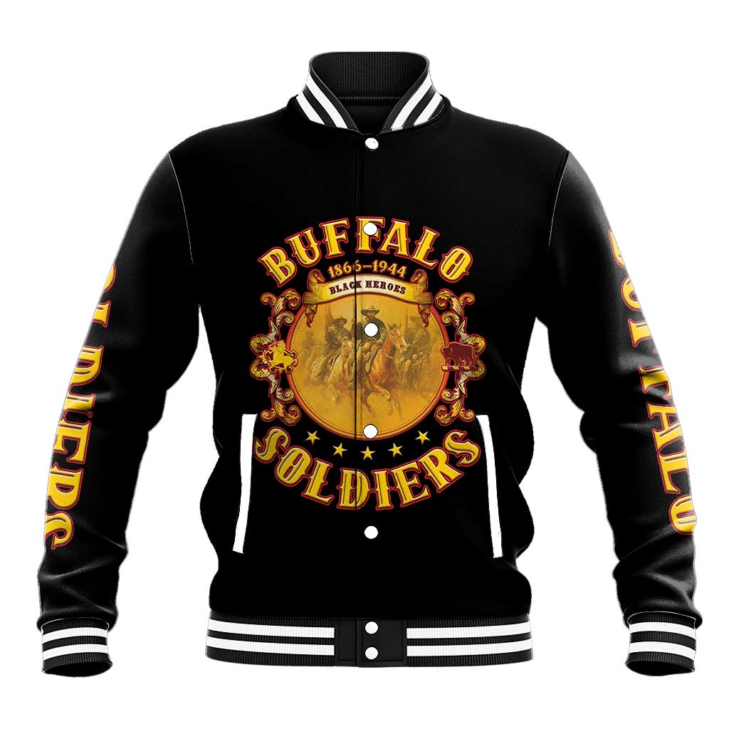 Honor Buffalo Soldiers Baseball Jacket African American Cavalry Black Version - Wonder Print Shop
