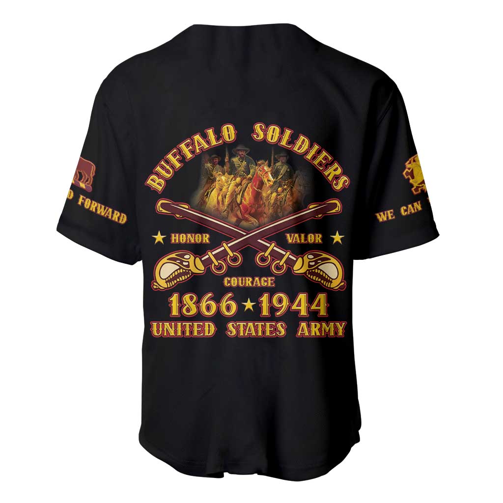 Honor Buffalo Soldiers Baseball Jersey African American Cavalry Black Version - Wonder Print Shop