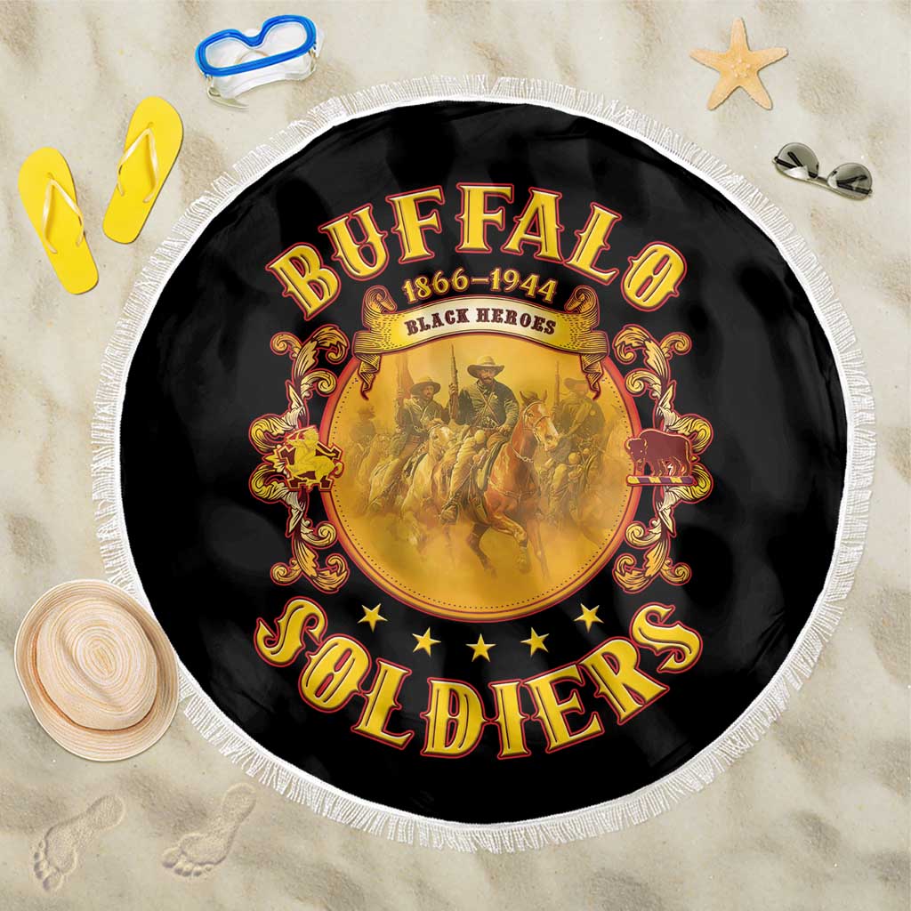 Honor Buffalo Soldiers Beach Blanket African American Cavalry Black Version - Wonder Print Shop
