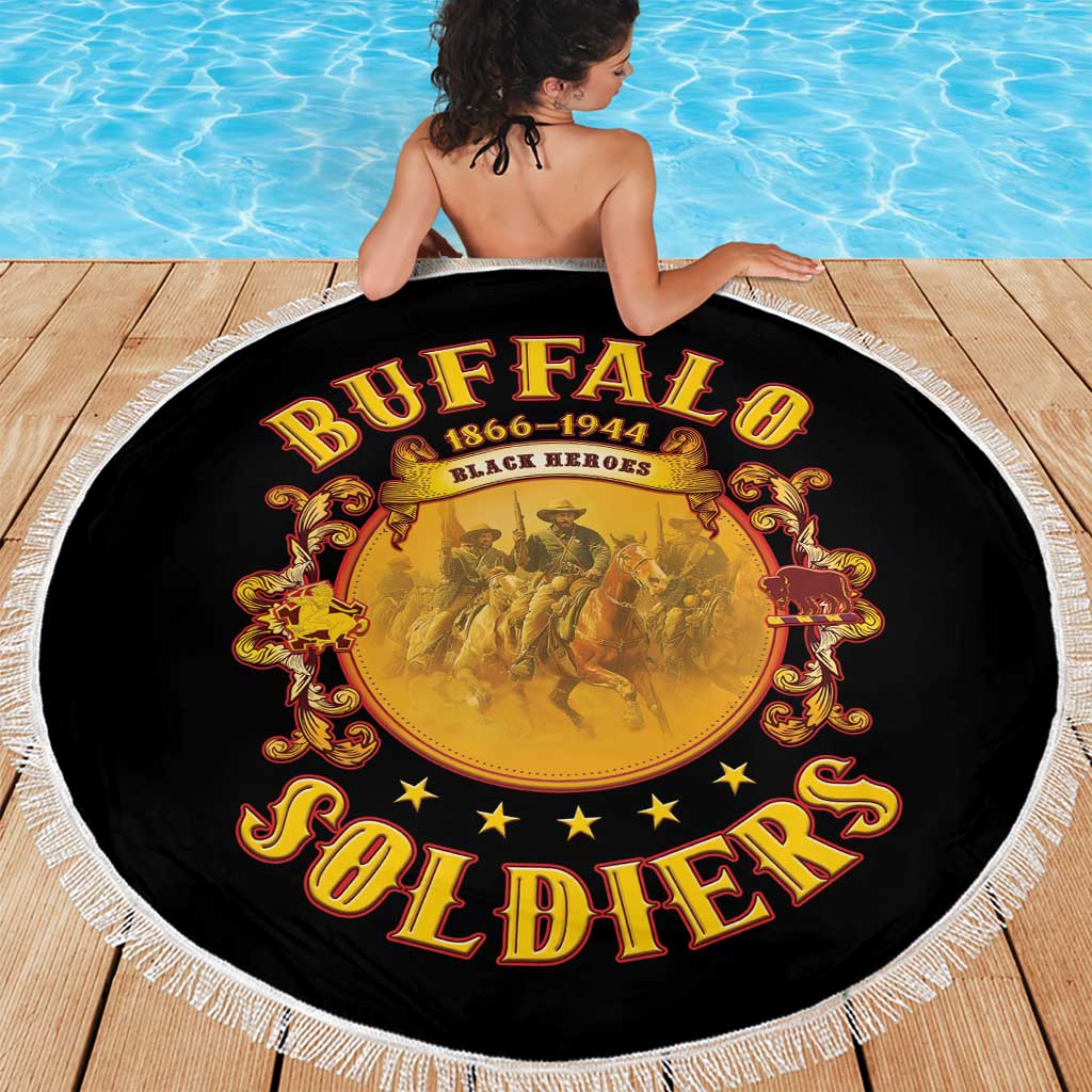 Honor Buffalo Soldiers Beach Blanket African American Cavalry Black Version - Wonder Print Shop