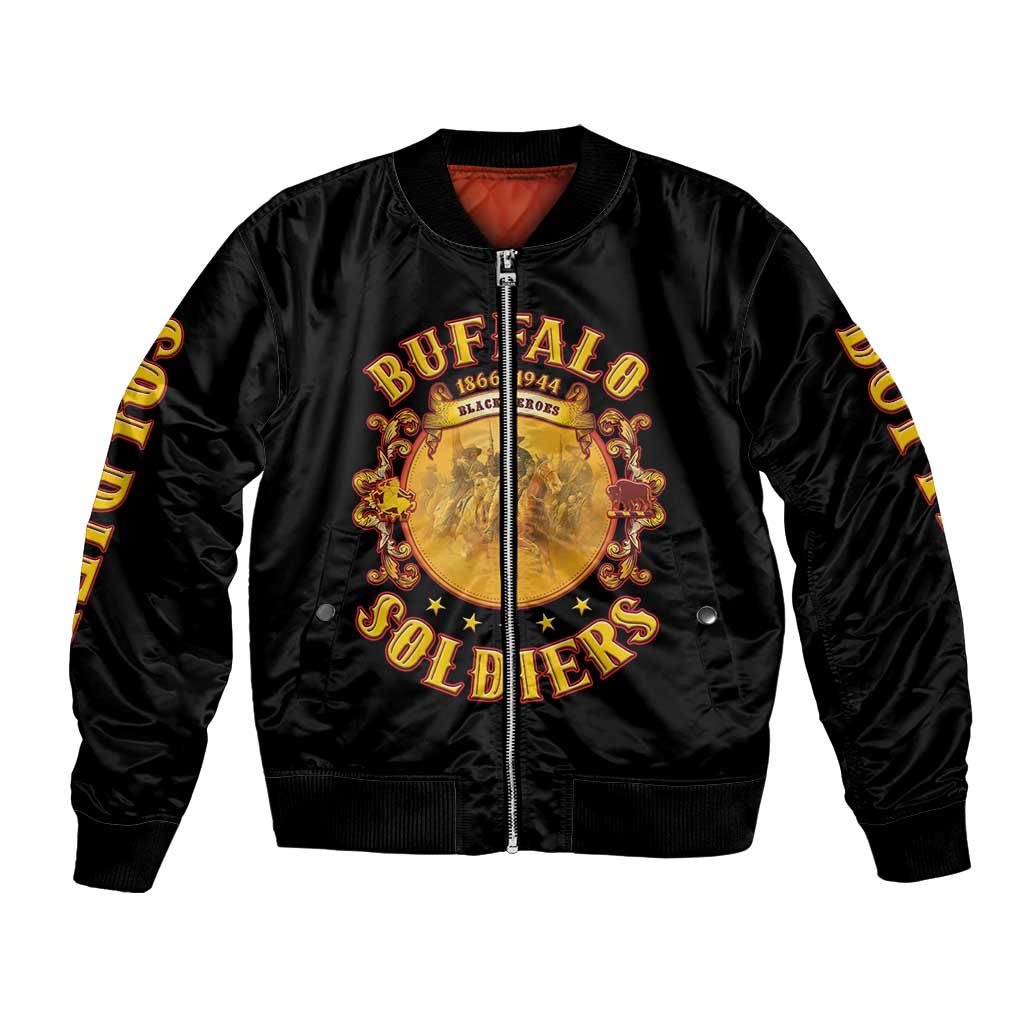 Honor Buffalo Soldiers Bomber Jacket African American Cavalry Black Version - Wonder Print Shop