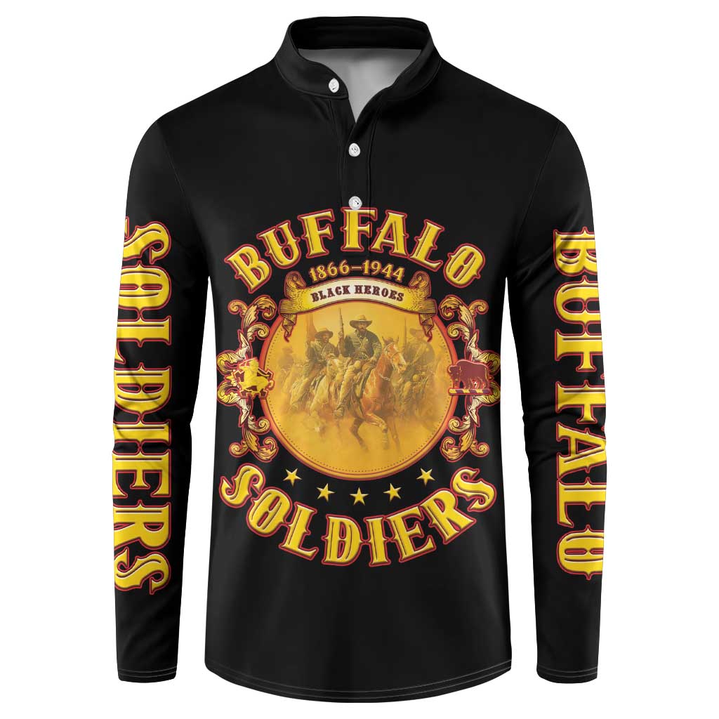 Honor Buffalo Soldiers Button Sweatshirt African American Cavalry Black Version - Wonder Print Shop