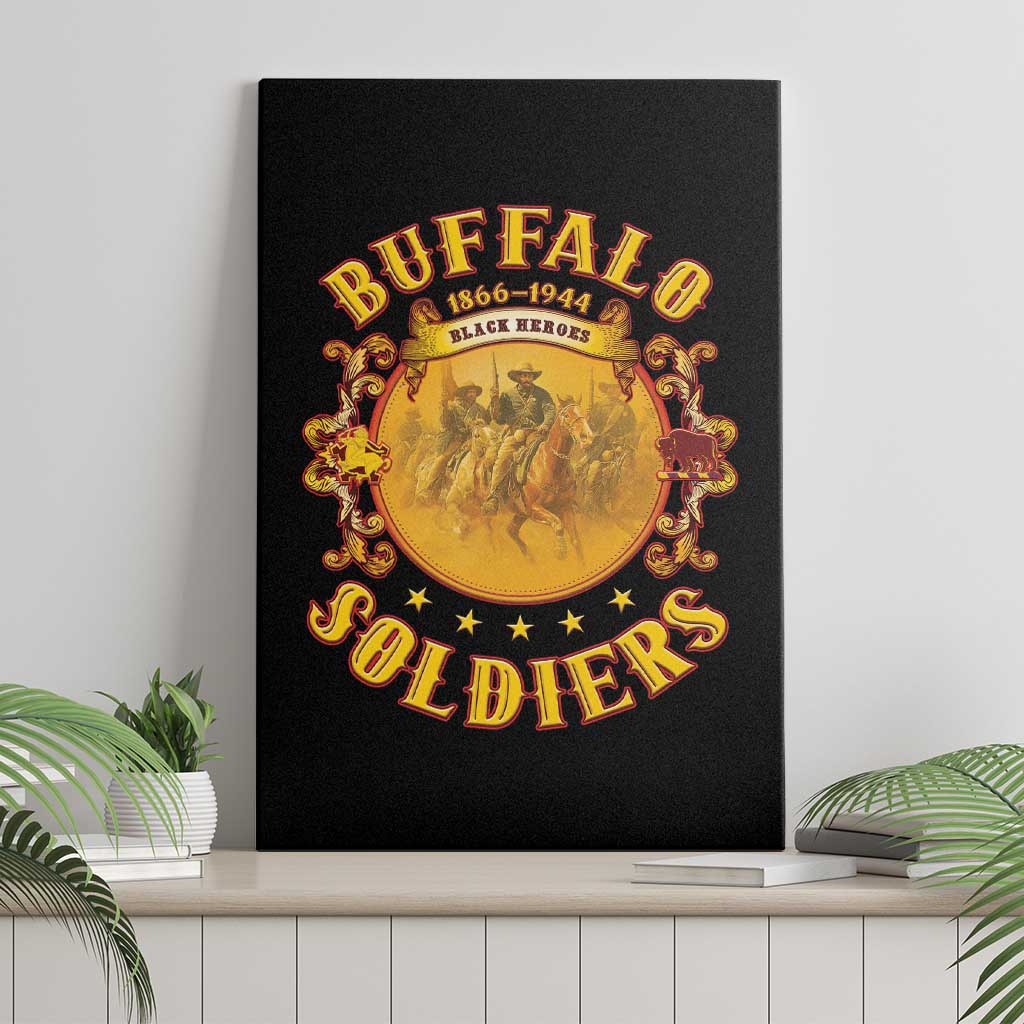 Honor Buffalo Soldiers Canvas Wall Art African American Cavalry Black Version - Wonder Print Shop