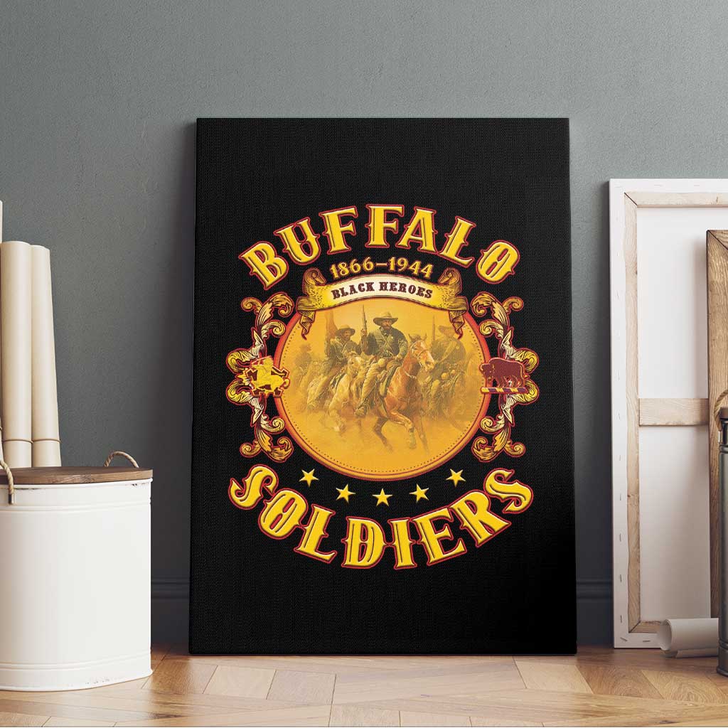 Honor Buffalo Soldiers Canvas Wall Art African American Cavalry Black Version - Wonder Print Shop