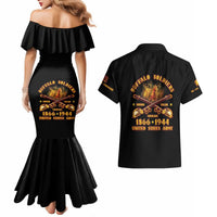 Honor Buffalo Soldiers Couples Matching Mermaid Dress and Hawaiian Shirt African American Cavalry Black Version - Wonder Print Shop