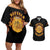 Honor Buffalo Soldiers Couples Matching Off Shoulder Short Dress and Hawaiian Shirt African American Cavalry Black Version - Wonder Print Shop