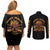Honor Buffalo Soldiers Couples Matching Off Shoulder Short Dress and Long Sleeve Button Shirt African American Cavalry Black Version - Wonder Print Shop