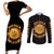 Honor Buffalo Soldiers Couples Matching Short Sleeve Bodycon Dress and Long Sleeve Button Shirt African American Cavalry Black Version - Wonder Print Shop