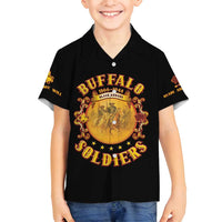 Honor Buffalo Soldiers Family Matching Long Sleeve Bodycon Dress and Hawaiian Shirt African American Cavalry Black Version - Wonder Print Shop