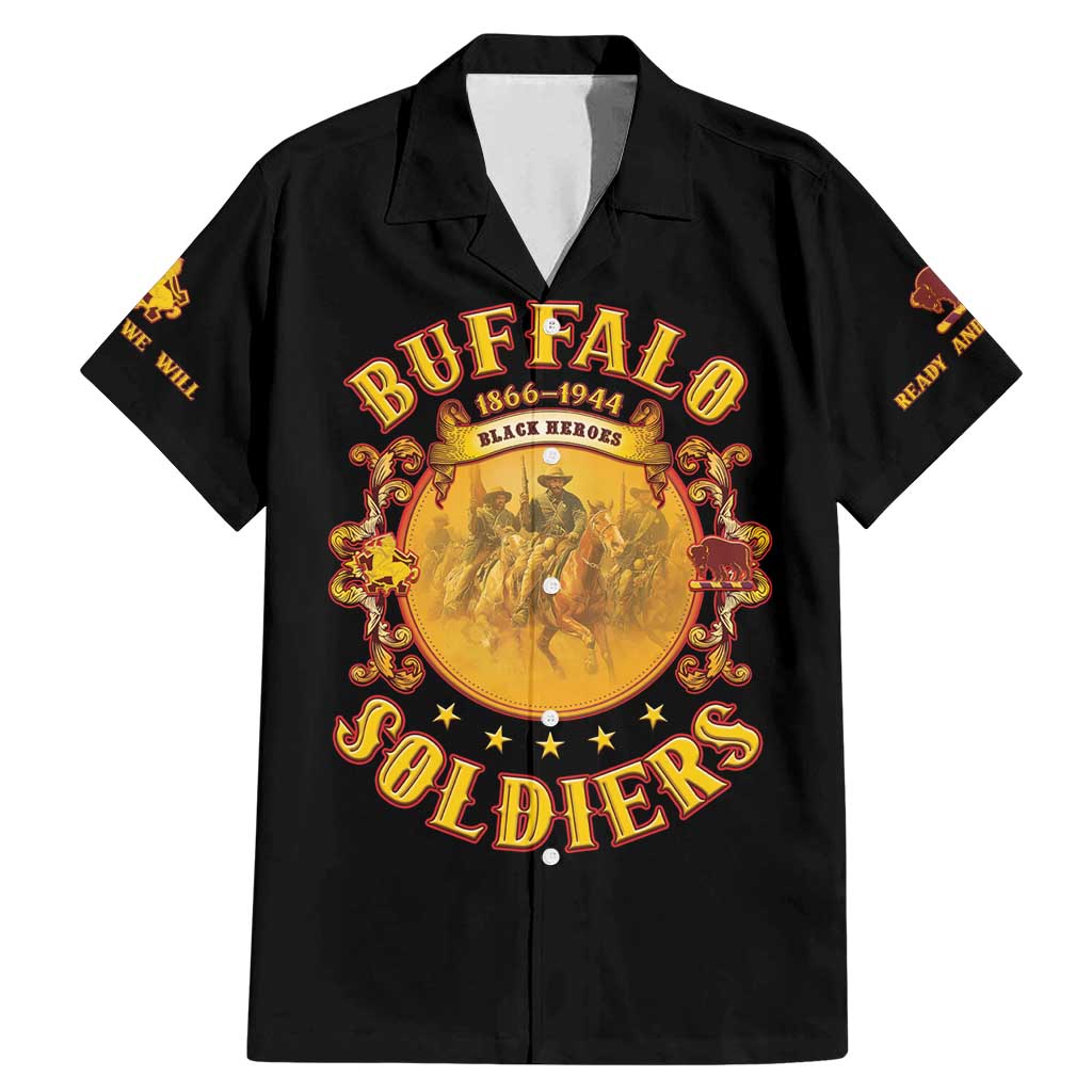 Honor Buffalo Soldiers Family Matching Mermaid Dress and Hawaiian Shirt African American Cavalry Black Version - Wonder Print Shop
