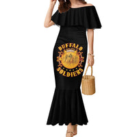 Honor Buffalo Soldiers Family Matching Mermaid Dress and Hawaiian Shirt African American Cavalry Black Version - Wonder Print Shop