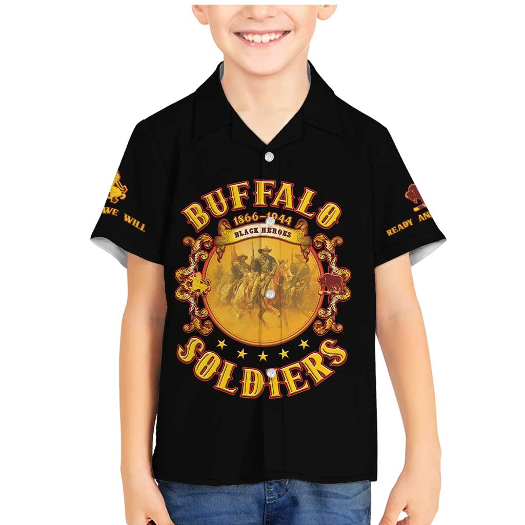 Honor Buffalo Soldiers Family Matching Mermaid Dress and Hawaiian Shirt African American Cavalry Black Version - Wonder Print Shop