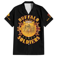 Honor Buffalo Soldiers Family Matching Off The Shoulder Long Sleeve Dress and Hawaiian Shirt African American Cavalry Black Version - Wonder Print Shop