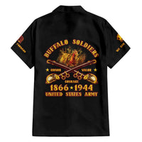 Honor Buffalo Soldiers Family Matching Off The Shoulder Long Sleeve Dress and Hawaiian Shirt African American Cavalry Black Version - Wonder Print Shop