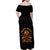 Honor Buffalo Soldiers Family Matching Off Shoulder Maxi Dress and Hawaiian Shirt African American Cavalry Black Version - Wonder Print Shop