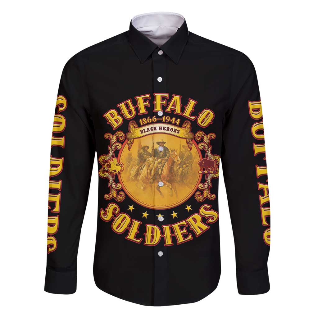 Honor Buffalo Soldiers Family Matching Off Shoulder Short Dress and Hawaiian Shirt African American Cavalry Black Version - Wonder Print Shop