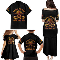 Honor Buffalo Soldiers Family Matching Puletasi and Hawaiian Shirt African American Cavalry Black Version - Wonder Print Shop