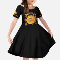 Honor Buffalo Soldiers Family Matching Short Sleeve Bodycon Dress and Hawaiian Shirt African American Cavalry Black Version - Wonder Print Shop