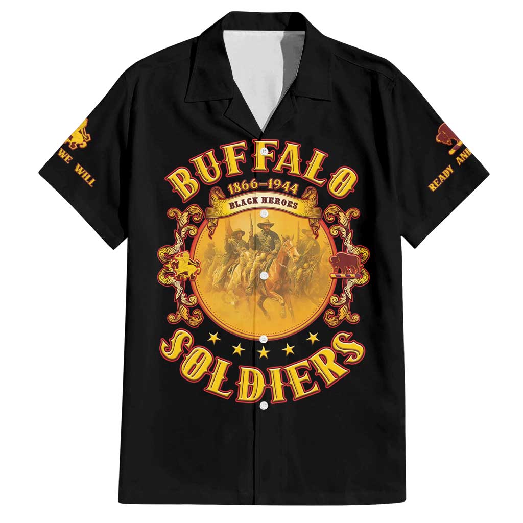 Honor Buffalo Soldiers Family Matching Summer Maxi Dress and Hawaiian Shirt African American Cavalry Black Version - Wonder Print Shop