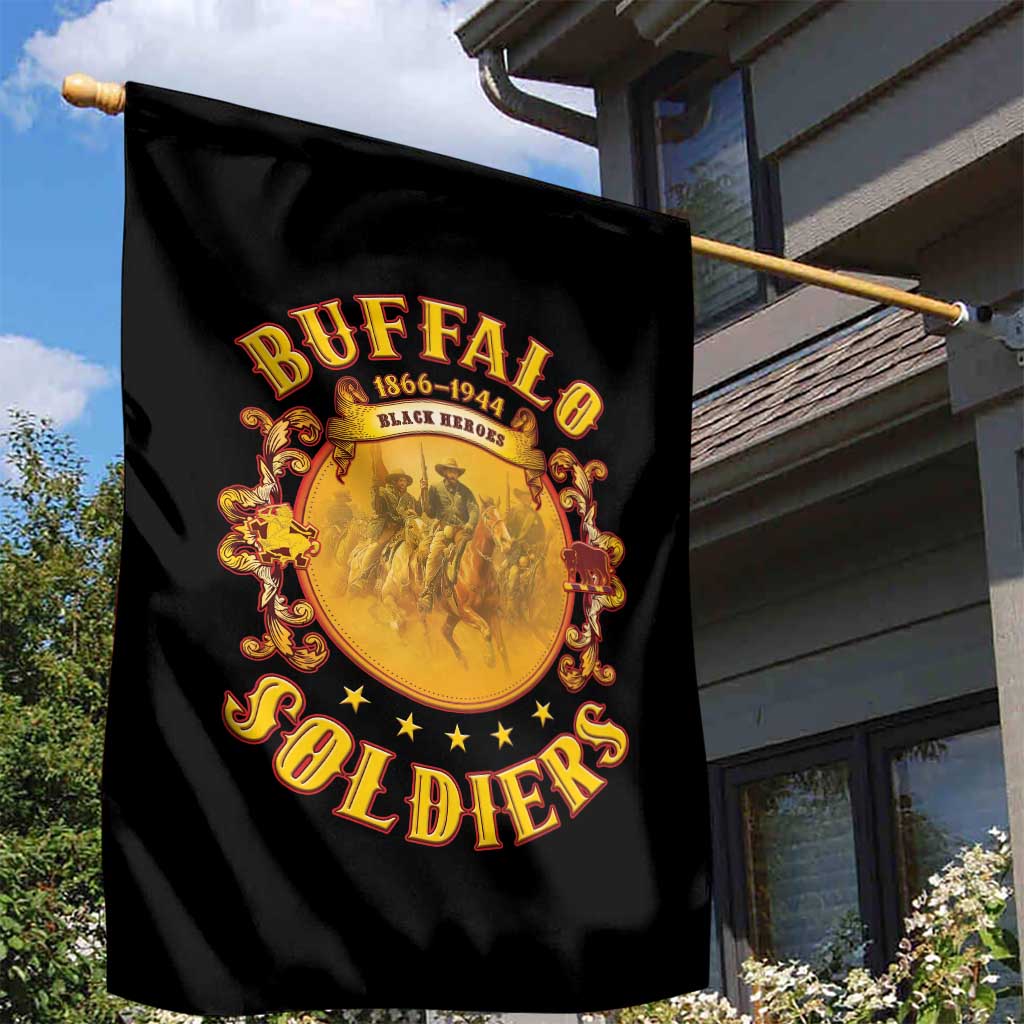 Honor Buffalo Soldiers Garden Flag African American Cavalry Black Version - Wonder Print Shop