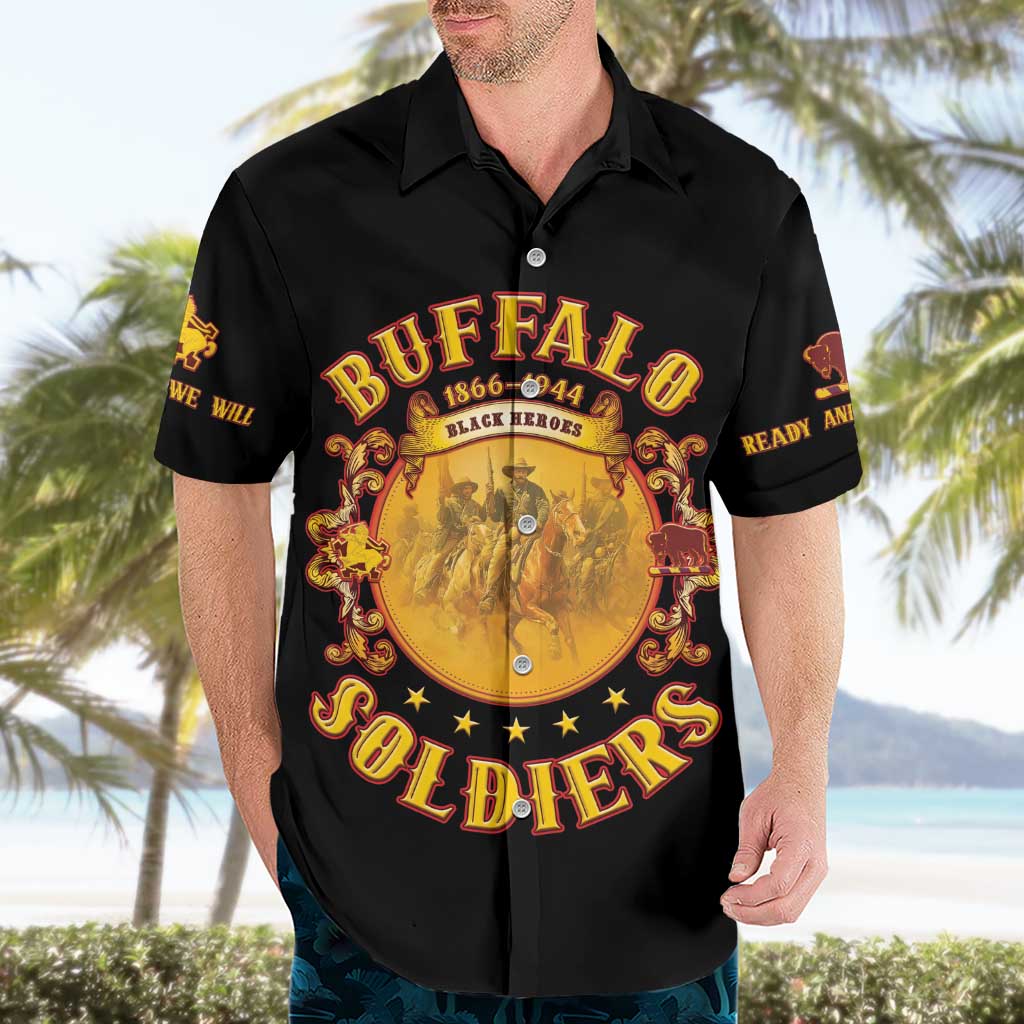Honor Buffalo Soldiers Hawaiian Shirt African American Cavalry Black Version - Wonder Print Shop