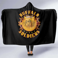 Honor Buffalo Soldiers Hooded Blanket African American Cavalry Black Version - Wonder Print Shop