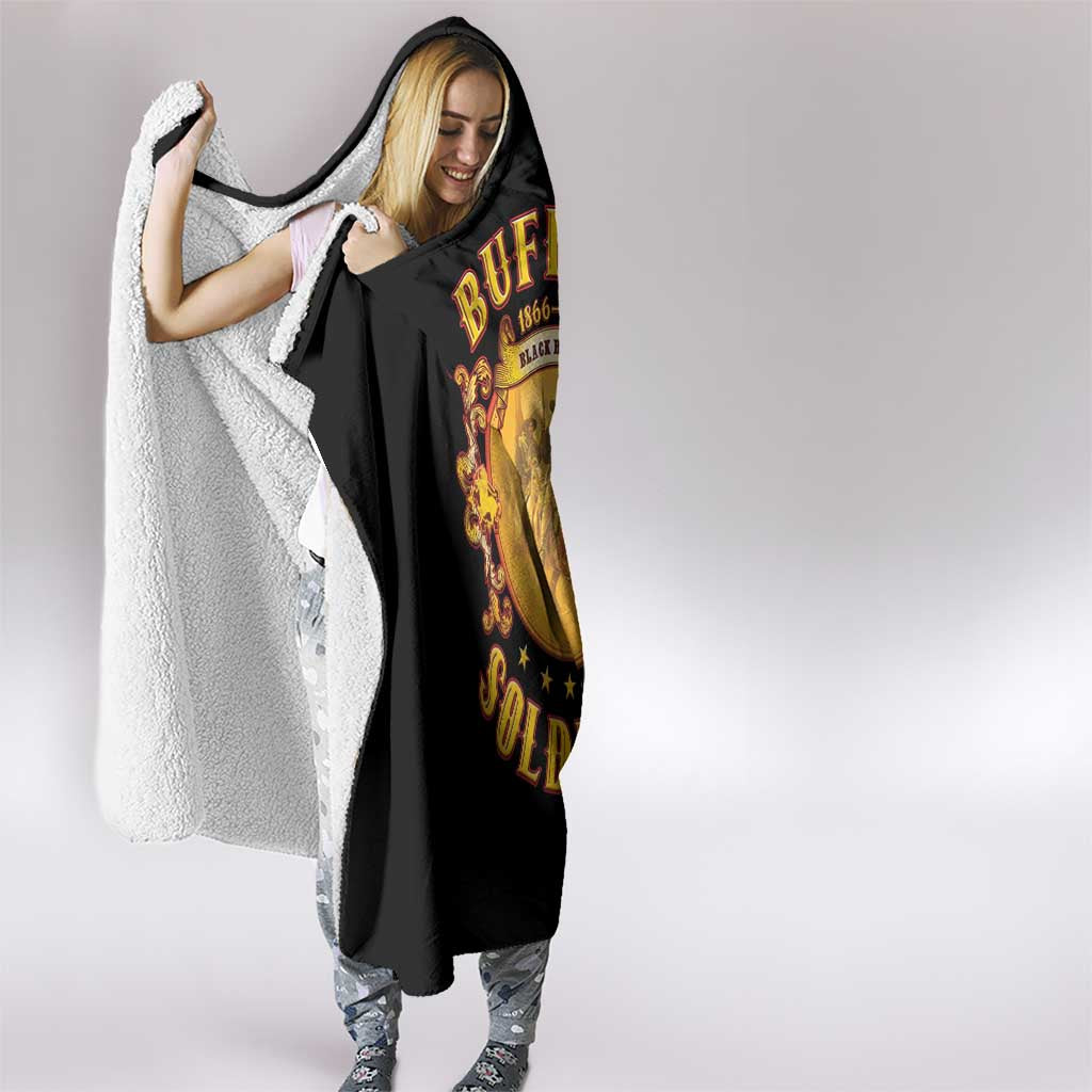 Honor Buffalo Soldiers Hooded Blanket African American Cavalry Black Version - Wonder Print Shop