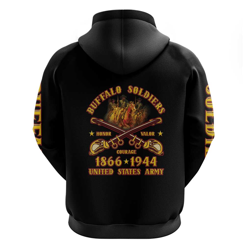 Honor Buffalo Soldiers Hoodie African American Cavalry Black Version - Wonder Print Shop