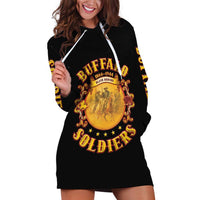 Honor Buffalo Soldiers Hoodie Dress African American Cavalry Black Version - Wonder Print Shop