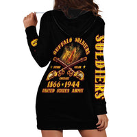 Honor Buffalo Soldiers Hoodie Dress African American Cavalry Black Version - Wonder Print Shop