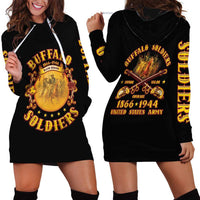Honor Buffalo Soldiers Hoodie Dress African American Cavalry Black Version - Wonder Print Shop