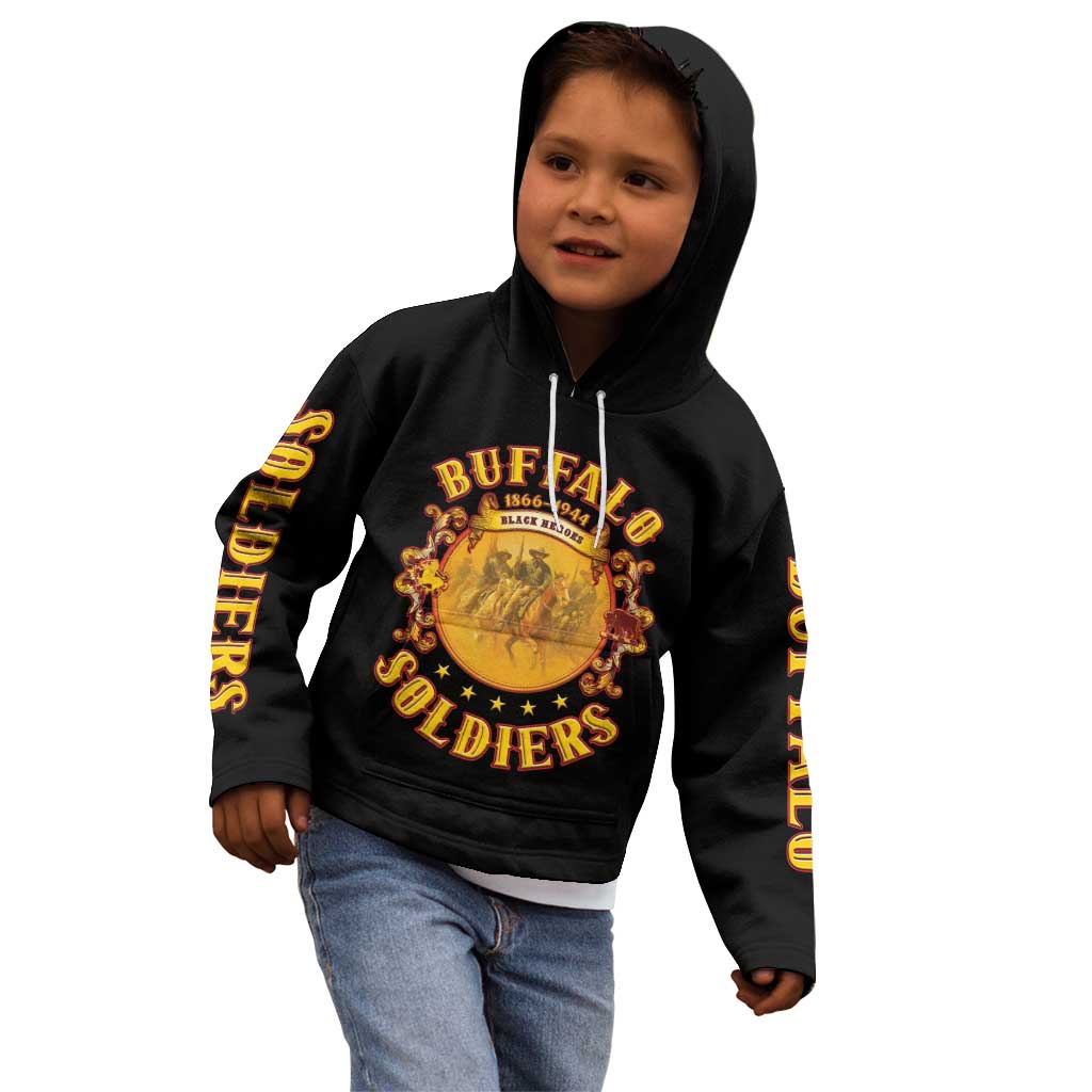 Honor Buffalo Soldiers Kid Hoodie African American Cavalry Black Version - Wonder Print Shop