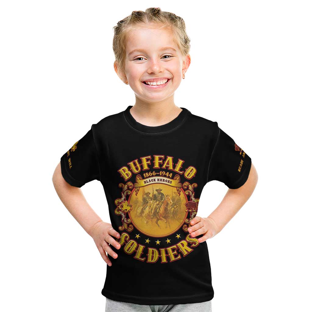 Honor Buffalo Soldiers Kid T Shirt African American Cavalry Black Version - Wonder Print Shop