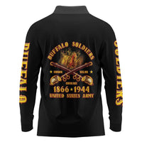 Honor Buffalo Soldiers Long Sleeve Polo Shirt African American Cavalry Black Version - Wonder Print Shop