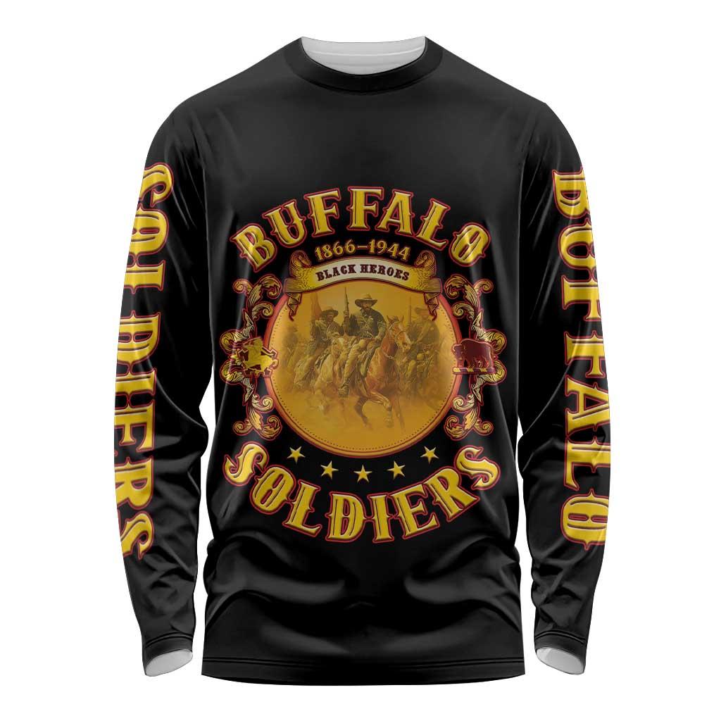 Honor Buffalo Soldiers Long Sleeve Shirt African American Cavalry Black Version - Wonder Print Shop