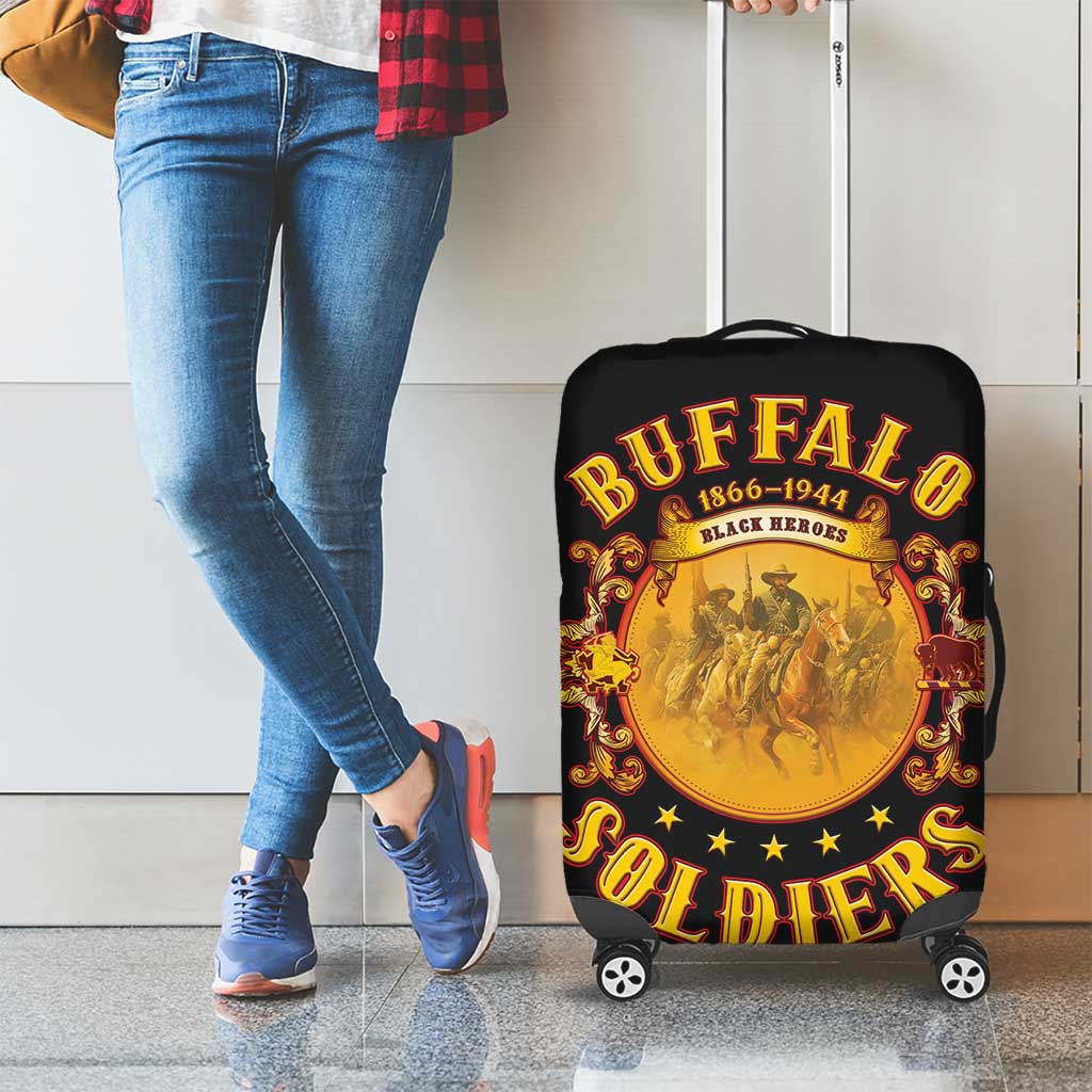 Honor Buffalo Soldiers Luggage Cover African American Cavalry Black Version - Wonder Print Shop