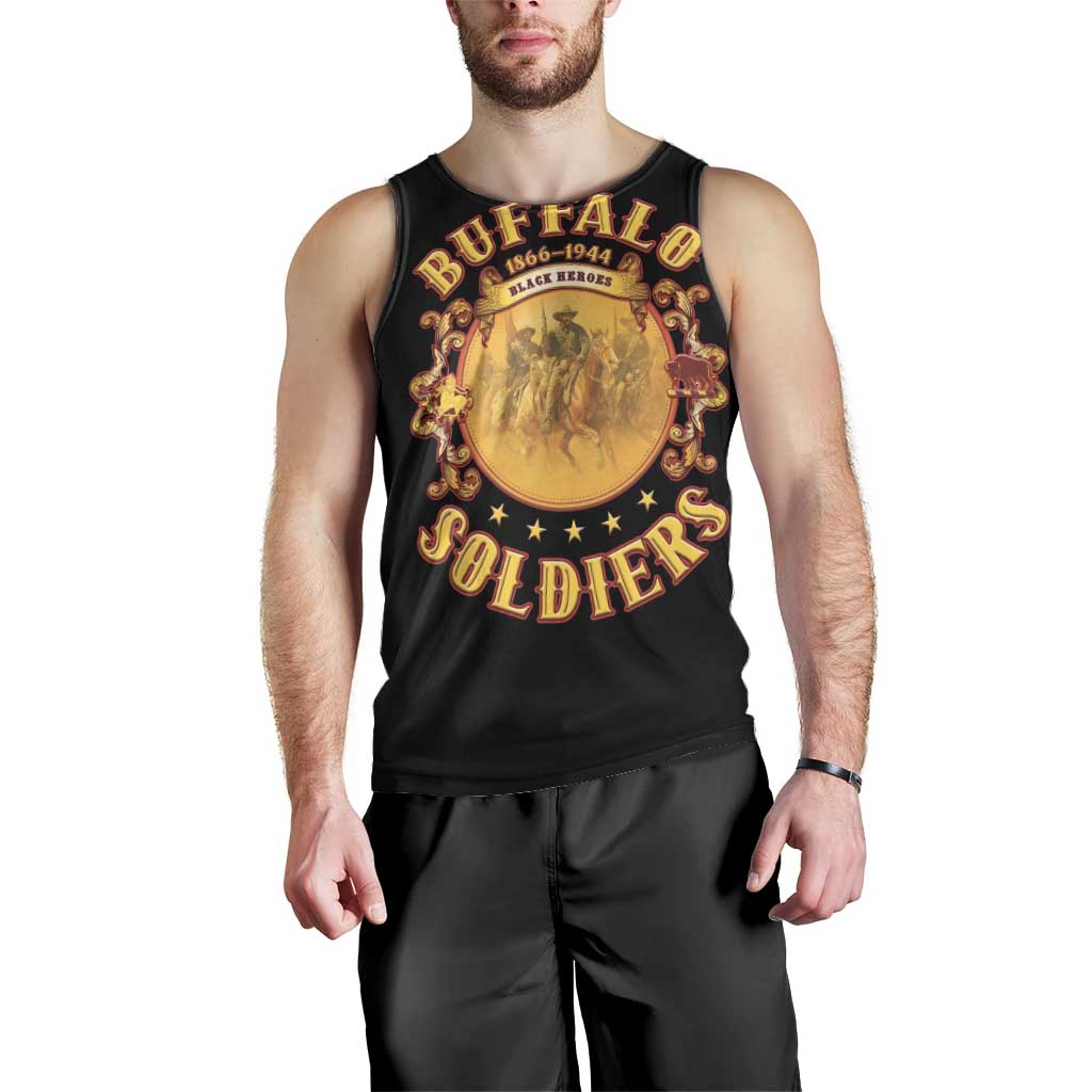 Honor Buffalo Soldiers Men Tank Top African American Cavalry Black Version - Wonder Print Shop
