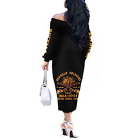 Honor Buffalo Soldiers Off The Shoulder Long Sleeve Dress African American Cavalry Black Version - Wonder Print Shop
