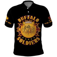 Honor Buffalo Soldiers Polo Shirt African American Cavalry Black Version - Wonder Print Shop