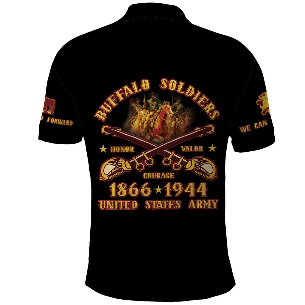 Honor Buffalo Soldiers Polo Shirt African American Cavalry Black Version - Wonder Print Shop
