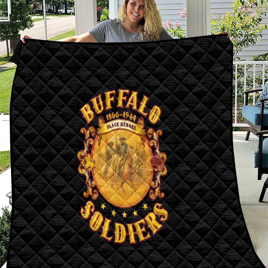 Honor Buffalo Soldiers Quilt African American Cavalry Black Version - Wonder Print Shop