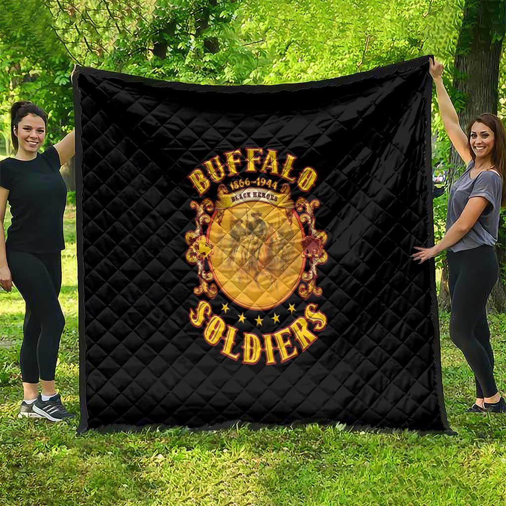 Honor Buffalo Soldiers Quilt African American Cavalry Black Version - Wonder Print Shop