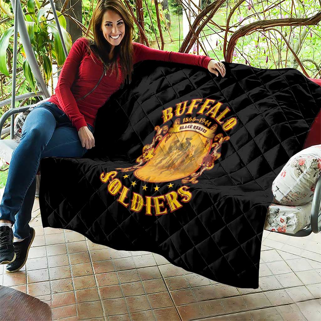 Honor Buffalo Soldiers Quilt African American Cavalry Black Version - Wonder Print Shop