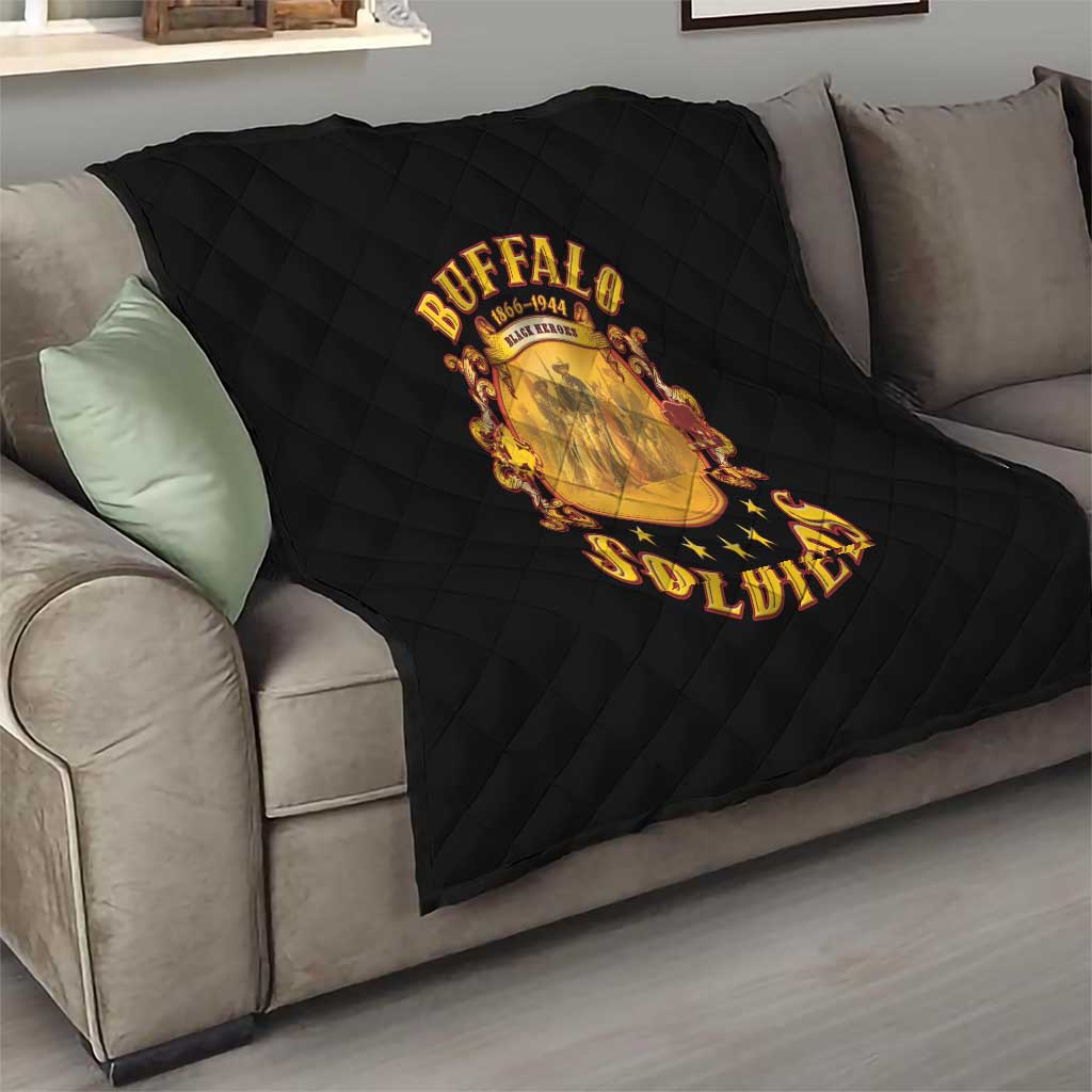 Honor Buffalo Soldiers Quilt African American Cavalry Black Version - Wonder Print Shop
