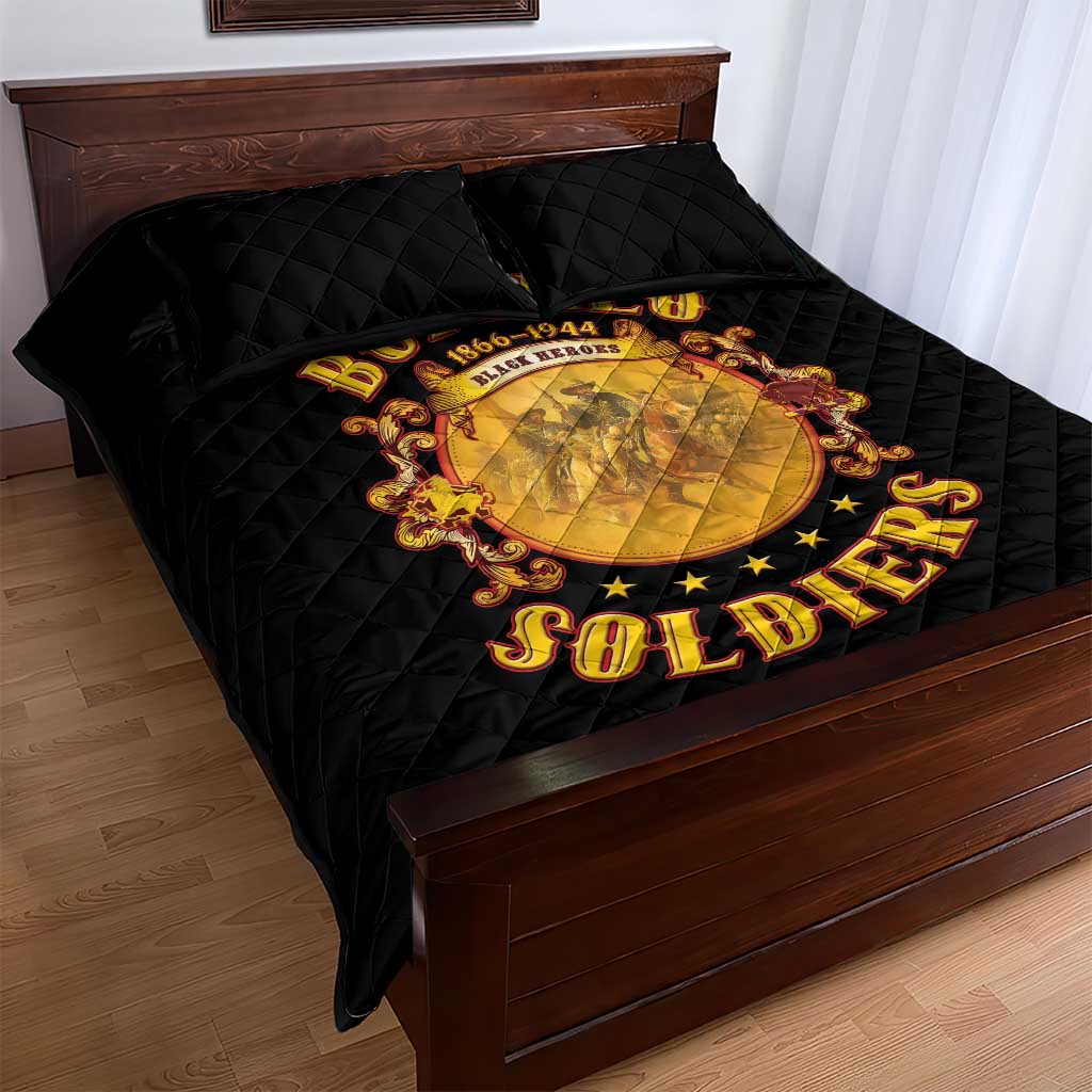 Honor Buffalo Soldiers Quilt Bed Set African American Cavalry Black Version - Wonder Print Shop