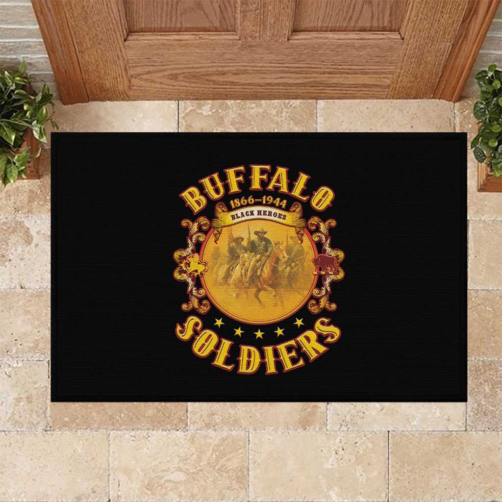 Honor Buffalo Soldiers Rubber Doormat African American Cavalry Black Version - Wonder Print Shop