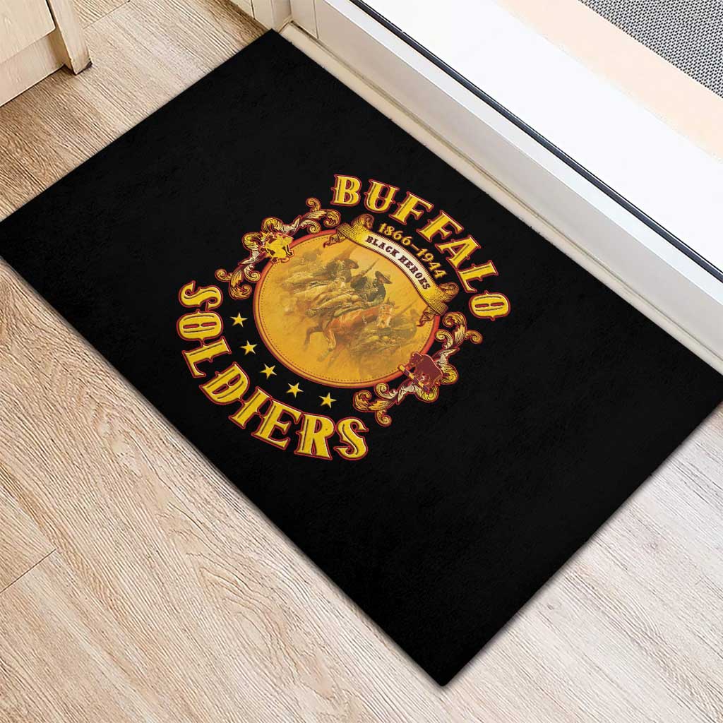 Honor Buffalo Soldiers Rubber Doormat African American Cavalry Black Version - Wonder Print Shop